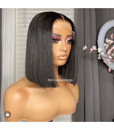 Brazilian virgin middle parting straight bob full lace wig [FL002]