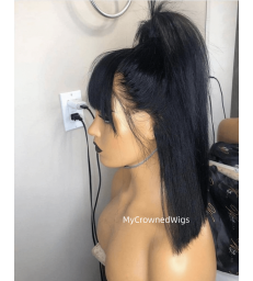 Brazilian virgin silk straight bang bob full lace wig-[MCWBB4]