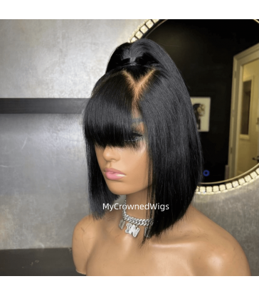 Skin Melt Blunt Cut Bang Bob 13*6 HD Lace Front Wigs [HD112]