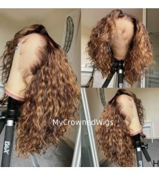 Brazilian virgin ombre color curly hair 360 lace frontal Wig [BH006]