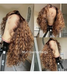 Brazilian Virgin Ombre Highlight Curly 360 Lace Frontal Wig--【BH006】