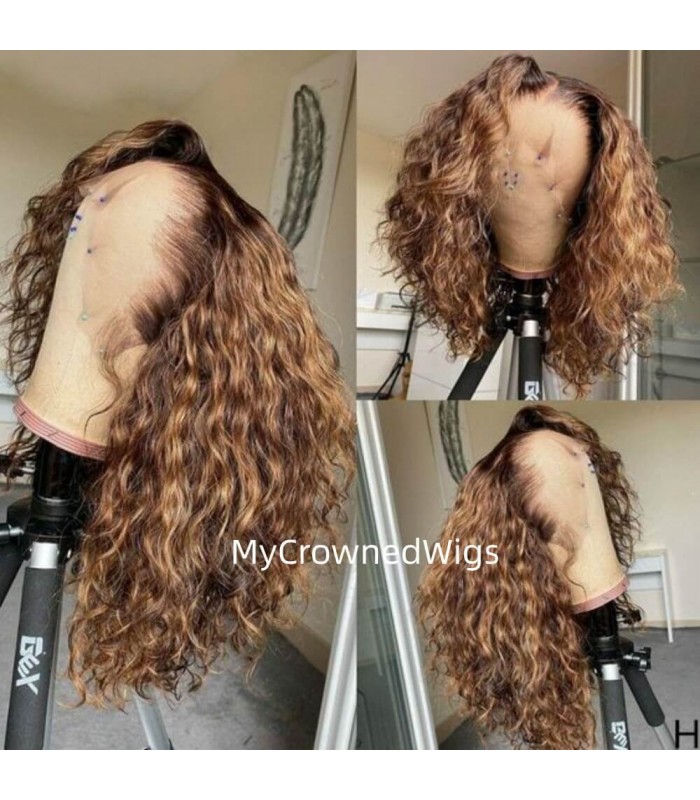 Brazilian Virgin ombre curly bob 13*4 lace frontal Wig [BH006]
