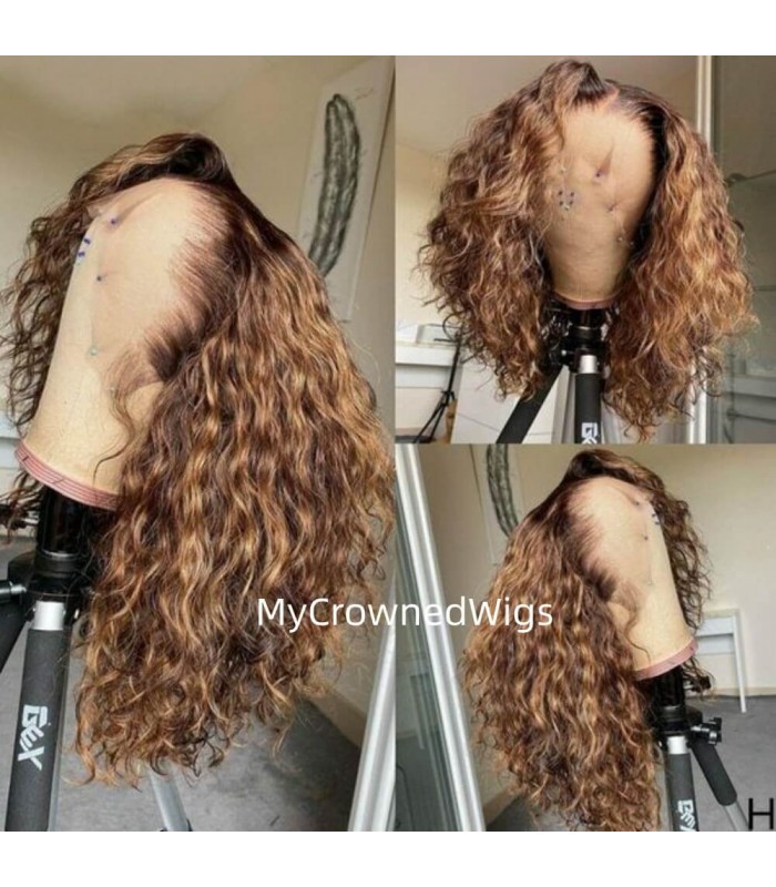 Brazilian virgin ombre color curly hair 360 lace frontal Wig [BH006] - My  Crowned Wigs