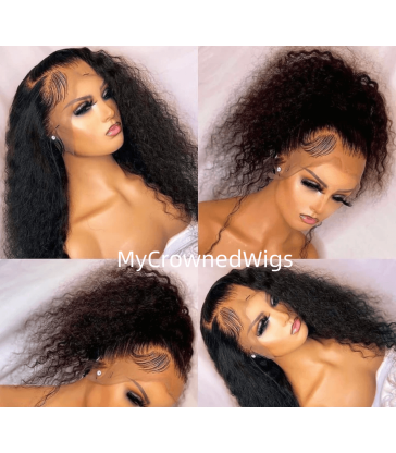 Brazilian virgin kinky curl 360 silk top frontal wig -[MCW347]