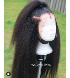 Brazilian Virgin Italian Yaki Silk Top Lace Front Wig -【MCW603】