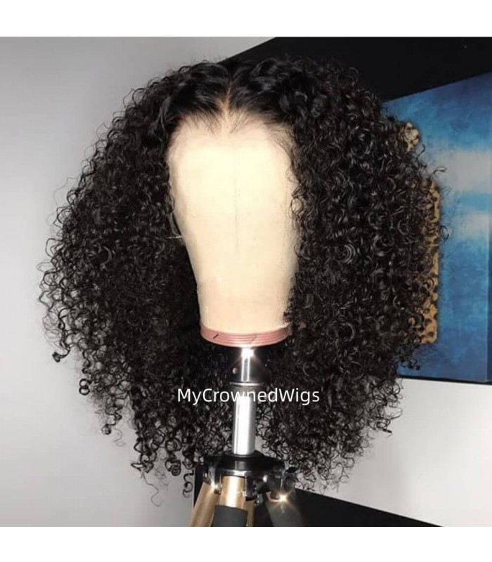 5*5 undetectable beyonce curl bob HD lace closure human hair wig【hcw007】
