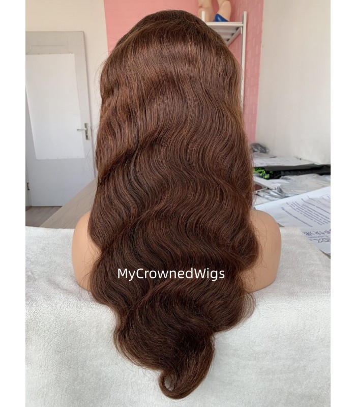 Brown Color Lace Front Straight Human Hair Wigs【BC001】