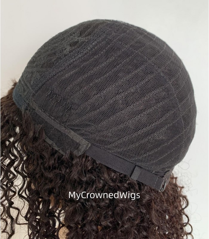 Brazilian virgin curly bob with bangs no lace machine made wig --[MCW805]