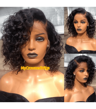 Brazilian virgin bob curl 360 silk top frontal wig -[MCW368]