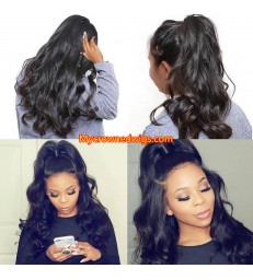 Brazilian virgin body wave bleached knots lace front wig-[MCW604]