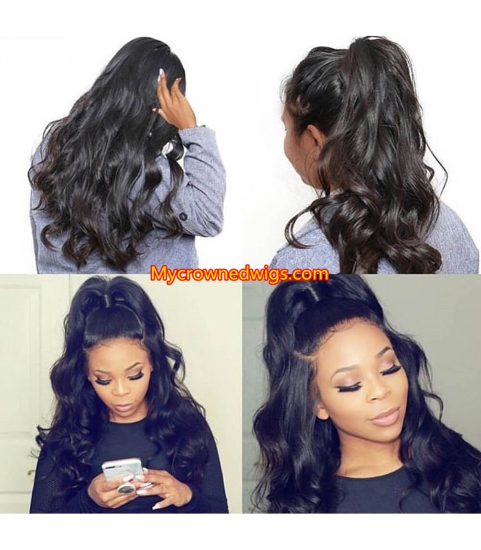 Brazilian virgin body wave bleached knots lace front wig-[MCW604]