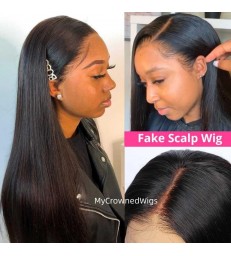 Pre-Made Fake Scalp Preplucked Hairline 13x6 Lace Front Wig -【FS001】