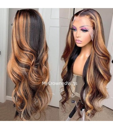 Blonde Highlight Wig Human Hair Body Wave 13*6 HD Lace Front Wig [HD113]