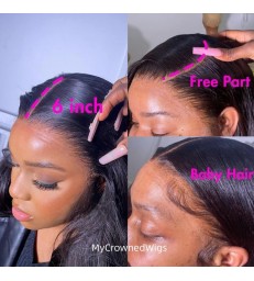 Stock 13x6 silk straight long parting Virgin Human Hair Lace Front Wigs [LF001]