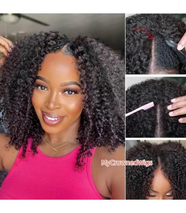 Brazilian Virgin Curly V Part Wig Quick & Easy Affordable Wig -[VP003]