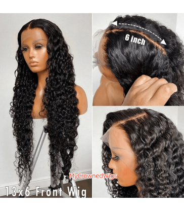 Stock Curly wave Brazilian virgin human hair Glueless lace front wigs 【LF009】