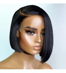 Stock brazilian virgin side parting bob style 13*6 lace frontal wig -[LF003]