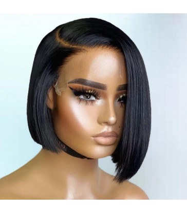 Brazilian virgin side part bob style long parting lace frontal wig -[LF003]