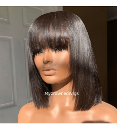 Brazilian Virgin Bangs Straight Bob Full Lace Wig -【MCWBB4】