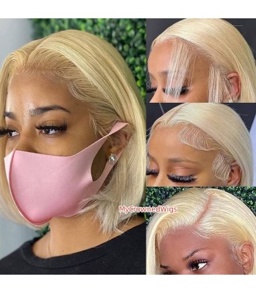 Brazilian virgin blonde color summer bob lace front wig -[MCWBB1]