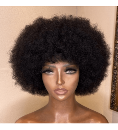 Brazilian Virgin Afro Curly Human Hair Full Lace Wig For Black Women--[AC001]