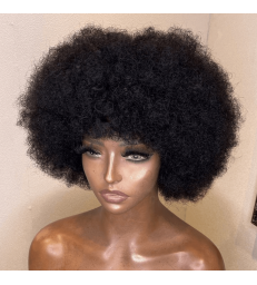 Brazilian Virgin Afro Curly Human Hair Full Lace Wig For Black Women--[AC001]