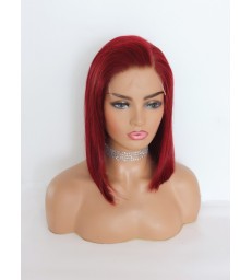Brazilian virgin 99J colored side part bob style 5*5 HD lace closure Wig--[HCW117]