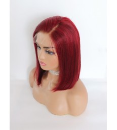 Brazilian virgin 99J colored side part bob style 5*5 HD lace closure Wig--[HCW117]