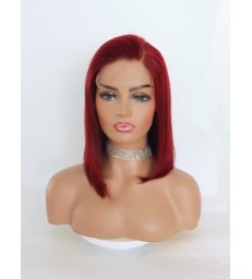 Brazilian virgin 99J colored side part bob style 5*5 HD lace closure Wig--[HCW117]