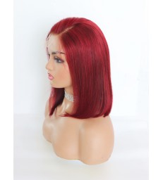 Brazilian virgin 99J colored side part bob style 5*5 HD lace closure Wig--[HCW117]