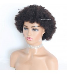 Brazilian Virgin Afro Curly Human Hair Full Lace Wig For Black Women--[AC001]