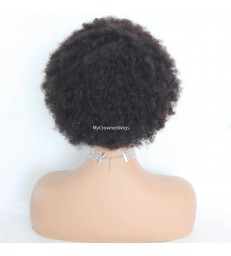 Brazilian Virgin Afro Curly Human Hair Full Lace Wig For Black Women--[AC001]