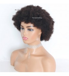 Brazilian Virgin Afro Curly Human Hair Full Lace Wig For Black Women--[AC001]