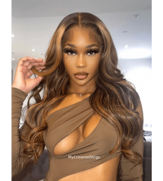 Caramel light color loose wave 13*6 HD Lace frontal Wig--BH271