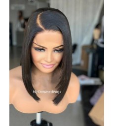5*5 undetectable side parting bob HD lace closure human hair wig【hcw116】