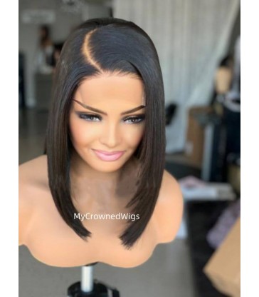 5*5 undetectable side parting bob HD lace closure human hair wig【hcw116】