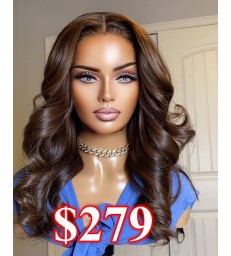 【Ready ship】Chestnut brown color loose wave 13*6 lace frontal wig--HD664