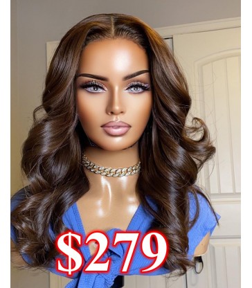 【Ready ship】Chestnut brown color loose wave 13*6 lace frontal wig--HD664