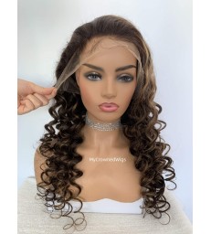 【Ready ship】Brazilian virgin wavy 360 HD lace frontal wig human hair [MCW777]