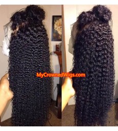 Brazilian virgin jerry curl bleached knots lace front wig