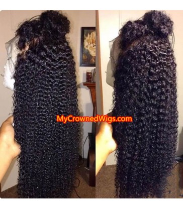 Brazilian virgin jerry curl bleached knots lace front wig-[MCW605]
