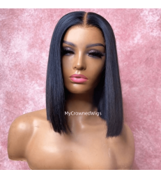 Brazilian virgin middle parting straight bob glueless full lace wig [FL002]