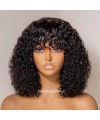 Brazilian virgin bang curly no lace machine made wig --[MCW806]