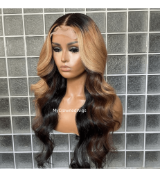 Blonde Highlight Wig Human Hair Body Wave 5*5 HD Lace Closure Wig --[bh222]