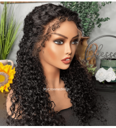 Glueless Water Wave 13x6 HD Lace Wig With Realistic Curly Edges Kinky Baby Hair [CB002]