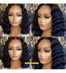 Brazilian Virgin Natural Wave bob 360 lace frontal Wig [NW001]