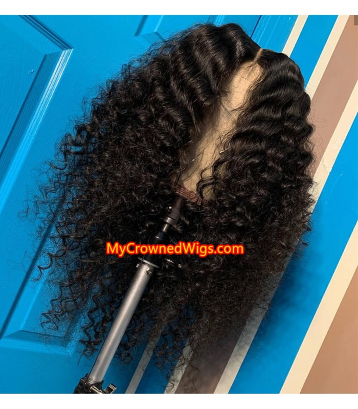 Brazilian virgin tight curl 360 wigs with pre plucked hairline--[MCW356]