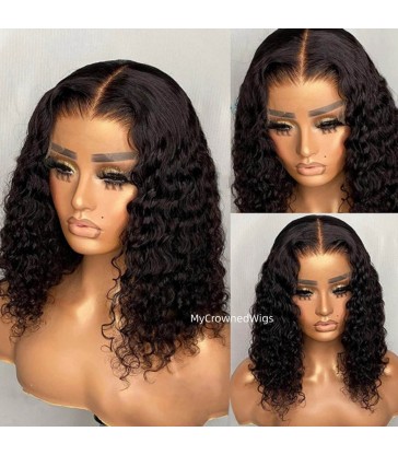 Undetectable HD Lace Deep Wave Bob 5x5 Lace Closure Wigs With Bleached Knots [HCW101]