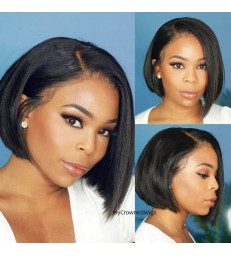 Stock brazilian virgin side parting bob style 13*6 lace frontal wig -[LF003]