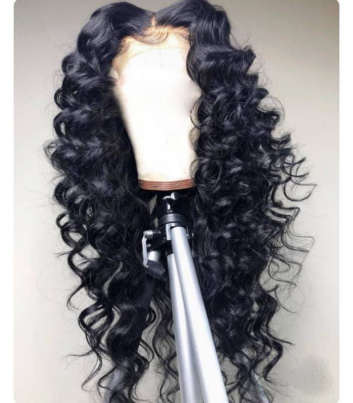 Brazilian virgin beach curl 360 wigs with pre plucked hairline--[MCW357]